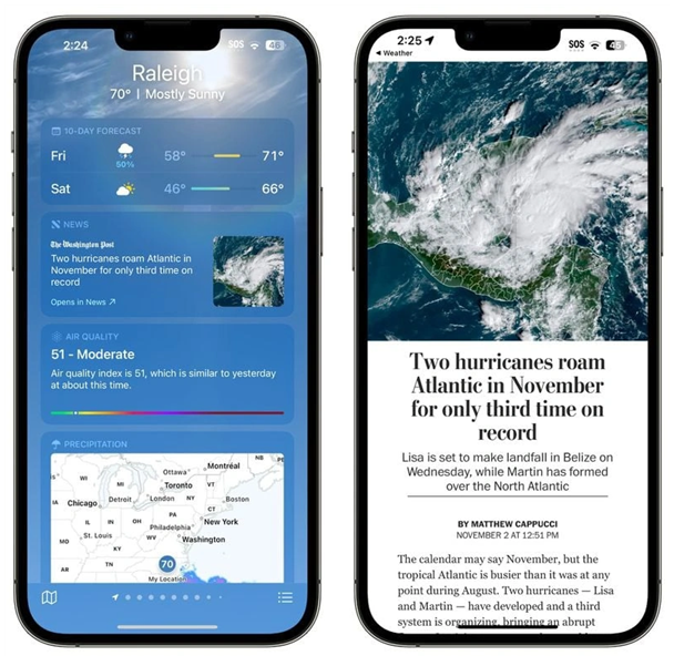 西宁苹果14维修分享iPhone 14手机如何看天气时顺带看新闻 
